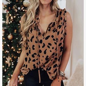 Cheetah print sleeveless blouse